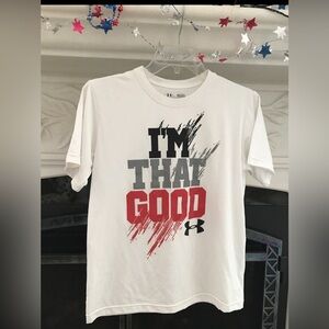 Under Armour Heat Gear Large kid. “I’m that Good” Excellent, like new!